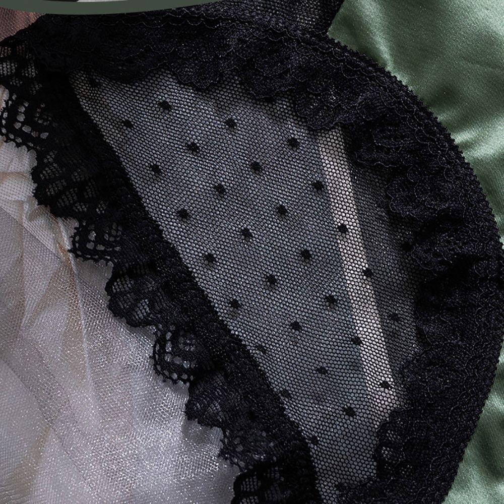 SOMEDAYZL Quần Lót Lưng Vừa Vải Lụa Lạnh Phối Lưới Đính Nơ Quyến Rũ Cho Nữ