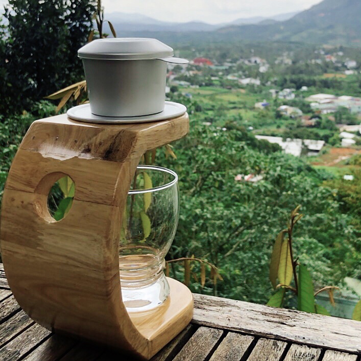Kệ Khay Giá Đỡ Pha Cà Phê Phin Bằng Gỗ Thủ Công Phong Cách Mộc Vintage.