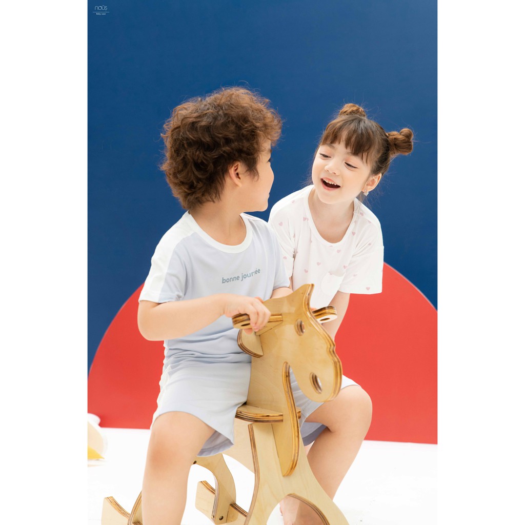 Bộ Cộc Tay - Quần Lửng Bé Gái NOUS Trái Tim 2Y/3Y/4Y/5Y