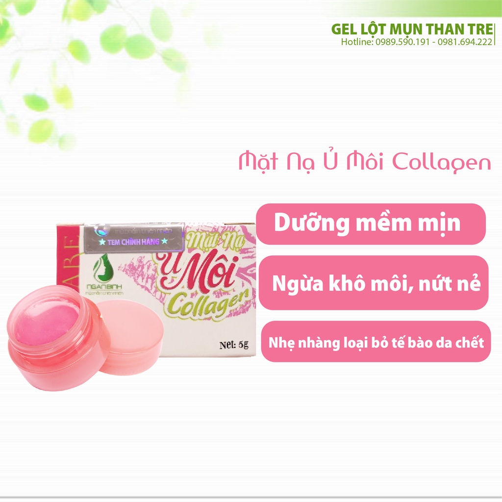 [ Xả hàng hỏng, nát hộp giấy] MẶT NẠ MÔI COLLAGEN NGÂN BÌNH . chính hãng mới mới hàng mới, cao cấp