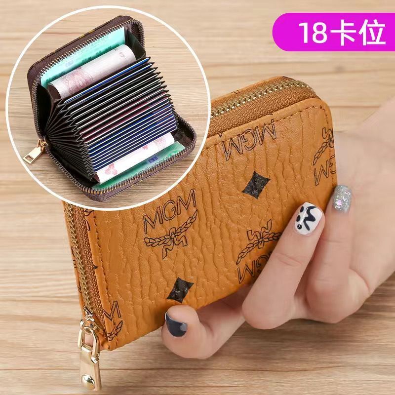 Ví Đựng Thẻ Nhiều Ngăn Có Khóa Kéo Phong Cách Retro