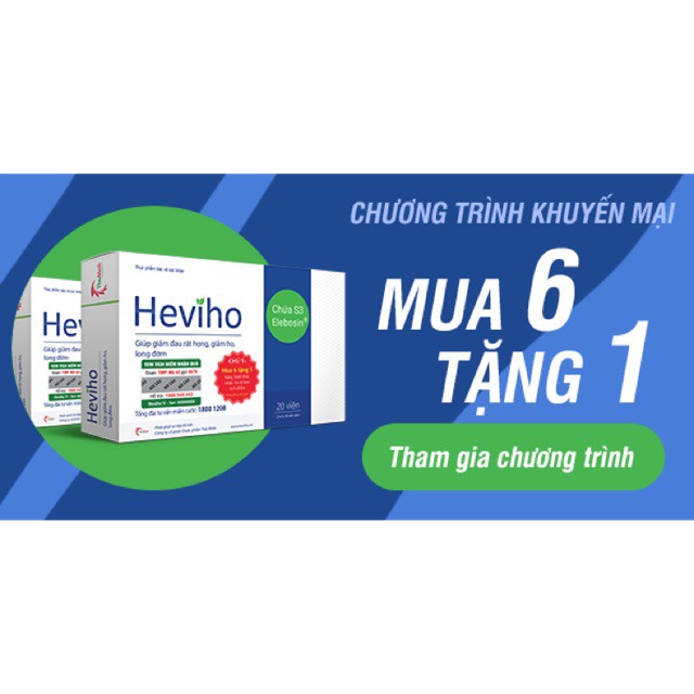 Heviho viên - giảm ho, đau họng, long đờm (Hộp 20 viên)