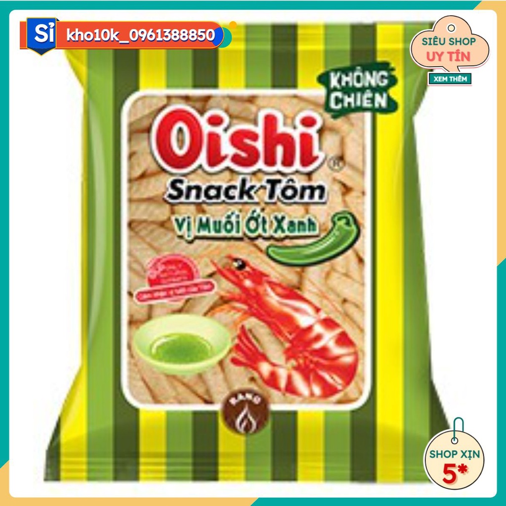 1 gói bim bim Snack Tôm Cay Vị Muối Ớt Xanh 40g