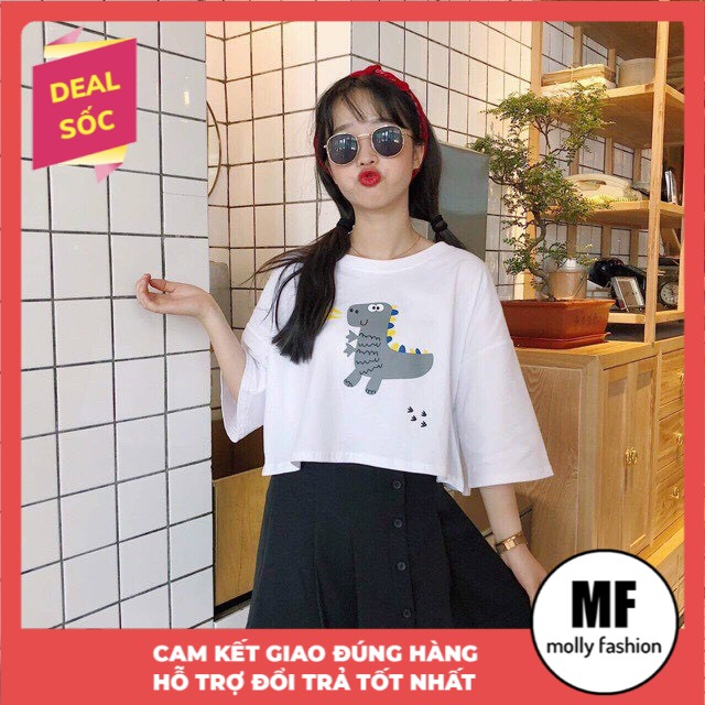 Áo Croptop nữ form rộng kiểu Hàn Quốc KLONG SỌC Freesize dưới 55kg Molly Fashion