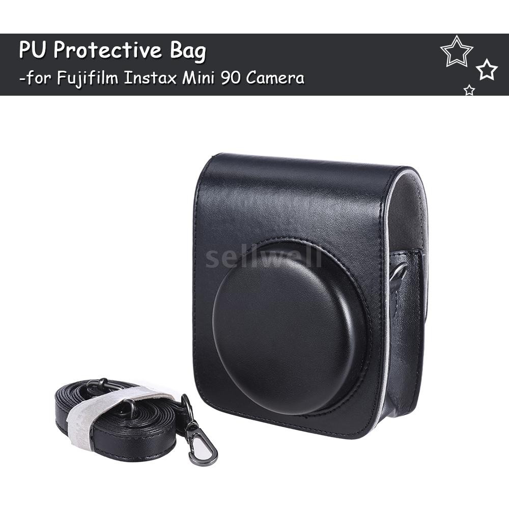 Túi da có dây đeo đựng bảo vệ máy ảnh mini Fujifilm Instax Mini 90