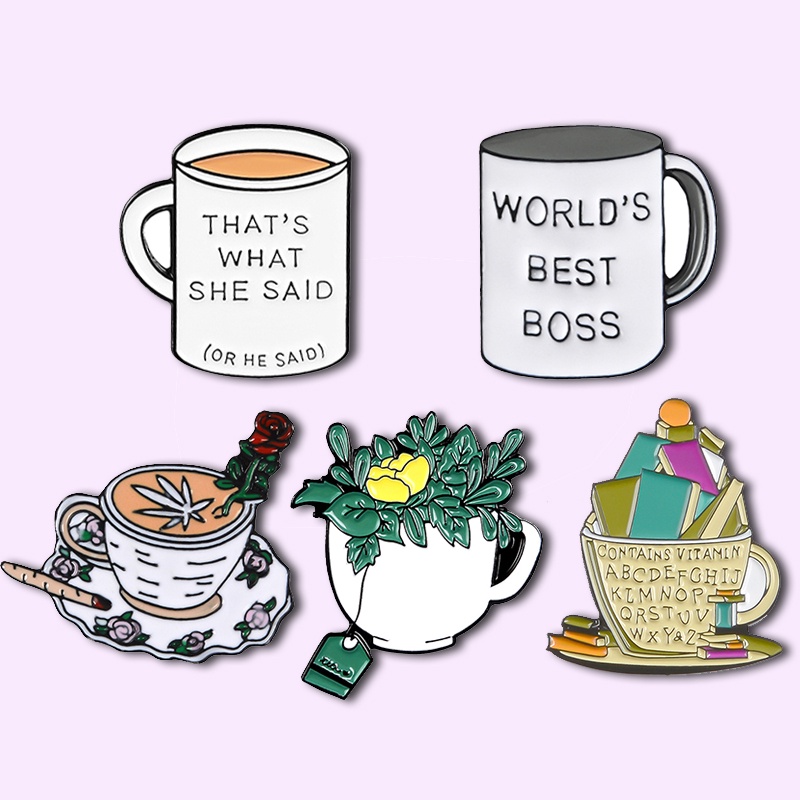 Cô có muốn uống cà-phê hay trà không? Ghim Cài Áo Hình Cốc Nước Độc Đáo