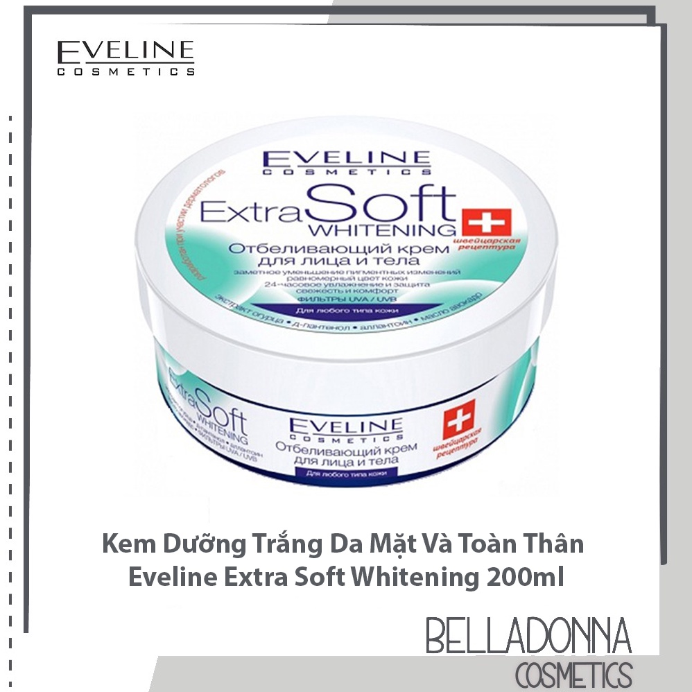 Kem dưỡng trắng da mặt và toàn thân Eveline Extra Soft Whitening 200ml