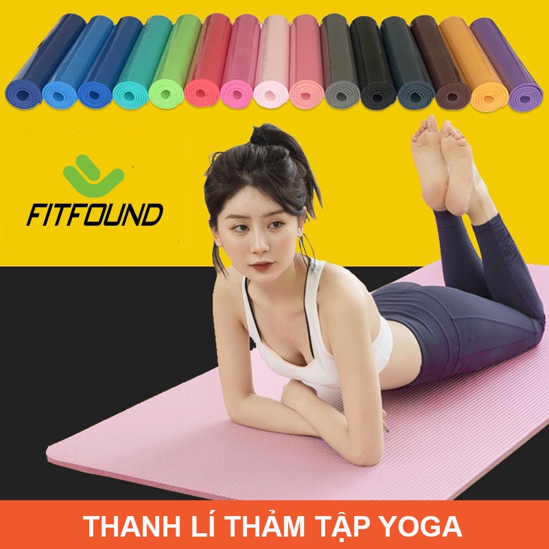 ( Thanh Lí ) Thảm Tập Yoga Gym Pilates Thể Dục  TPE Lỗi In Kẻ Định Tuyến Chống Trơn Trượt Tặng Kèm Dây Cột Thảm