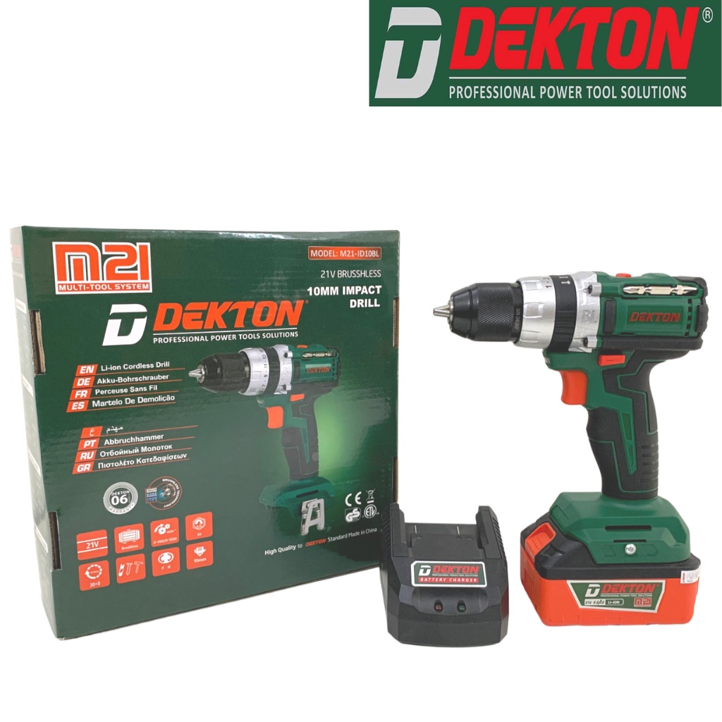 Máy Khoan Pin 3 Chức Năng Dekton M21-ID10BL - Dầu Cặp 10mm - Motor Brushless - Chân Pin Phổ Thông ( Thân Máy )