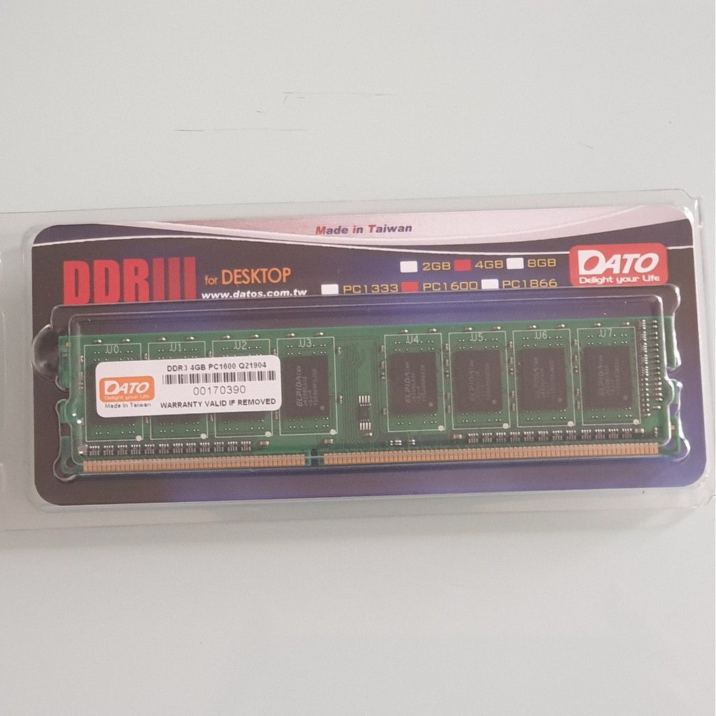 Bộ nhớ trong Dato 4GB DDR3 1600Mhz cho máy bàn