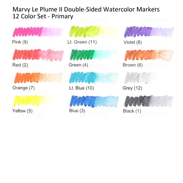 (P1) BÚT BRUSH MARKER MARVY UCHIDA LE PLUME II (12 MÀU CƠ BẢN)