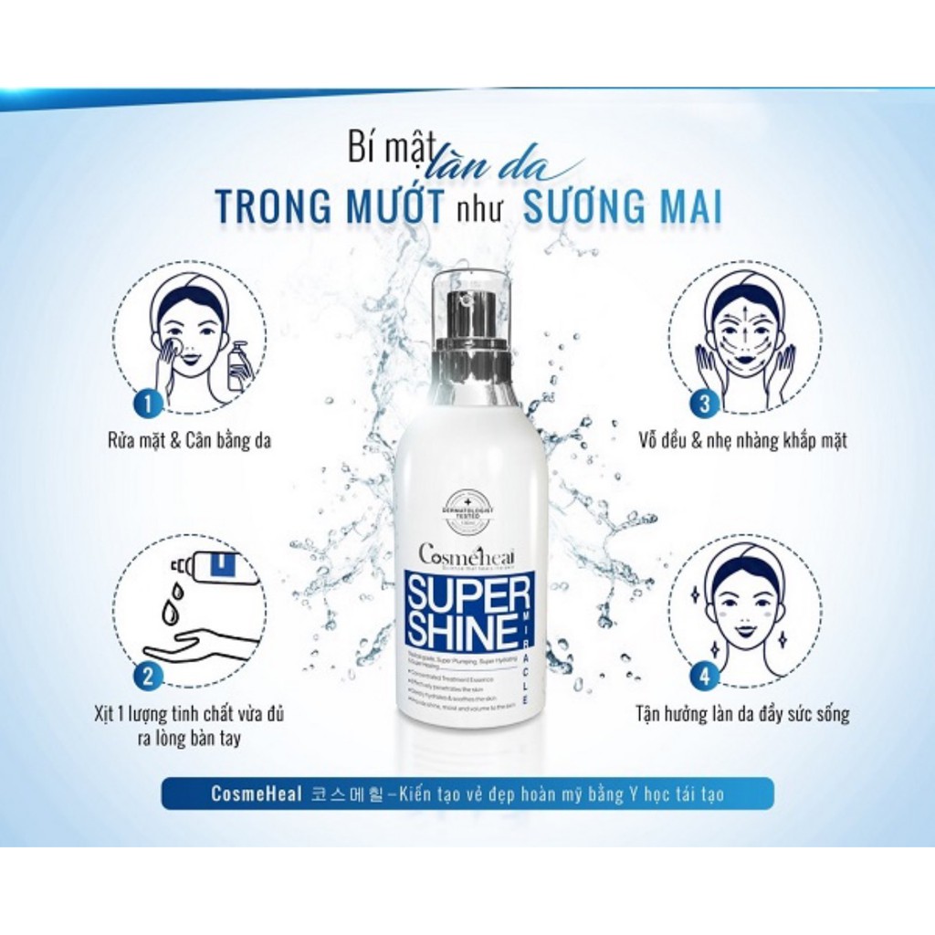 Nước thần căng bóng da Cosmeheal Supershine Miracle, nước thần cấp ẩm, hỗ trợ giảm mụn 130ml | BigBuy360 - bigbuy360.vn