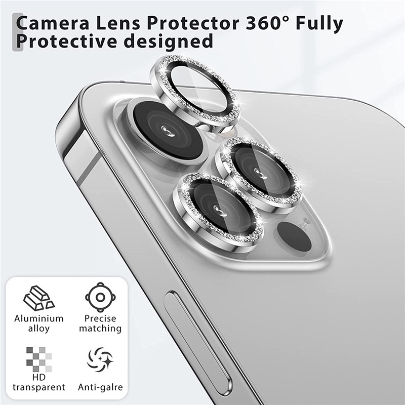Kính cường lực viền kim loại bảo vệ camera cho iPhone 14 Pro Max / 14 Plus