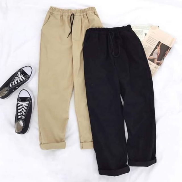 Quần KAKI BASIC Unisex (Đen, kem)