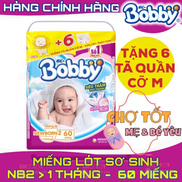 MIẾNG LÓT SƠ SINH BOBBY NEWBORN 2 60 MIẾNG DƯỚI 6KG