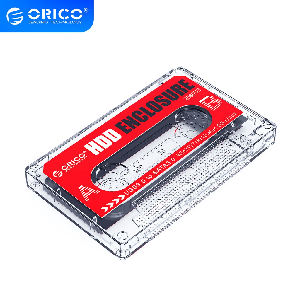 Hộp Ổ Cứng Ngoài Orico 2580U3 USB3.0 SATA3.0 5Gbps 4TB HDD Hỗ Trợ UASP Trong Suốt Sticker Kiểu Dáng Băng Cassette | BigBuy360 - bigbuy360.vn