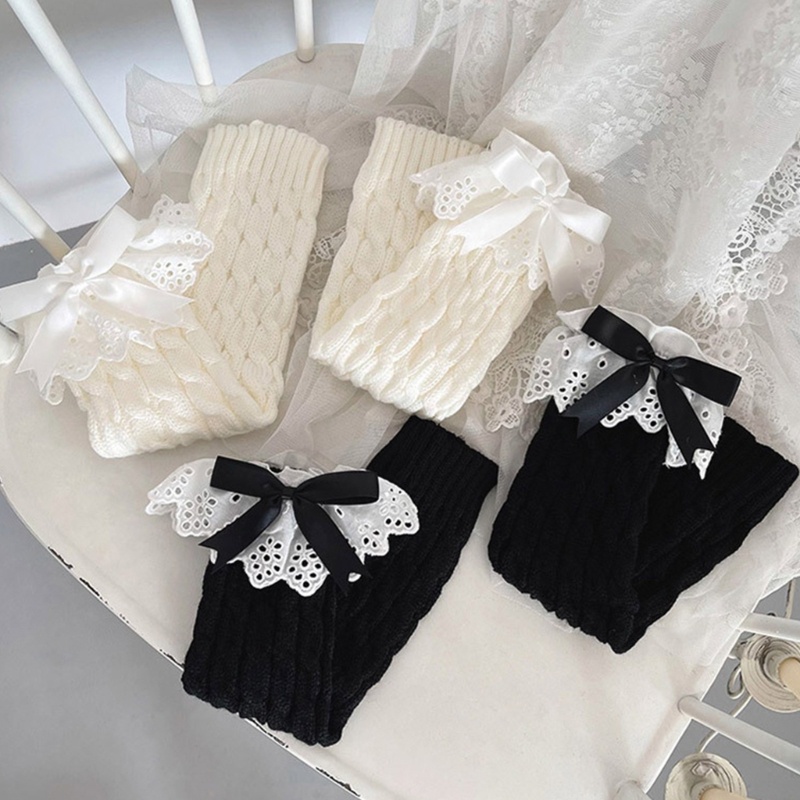 Youyo Vớ Dệt Kim Giữ Ấm Chân Phối Bèo Và Nơ Phong Cách Harajuku Lolita Đơn Giản Cho Nữ