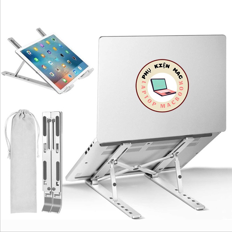 Giá Đỡ Macbook , Laptop , Ultrabook Chất Liệu Bằng Nhôm , Điều Chỉnh Độ Cao , Chống Mỏi Cổ , Hỗ Trợ Tản Nhiệt , Gấp Gọn