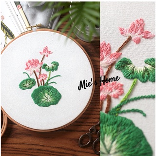 Kit thêu tay - DIY Bộ nguyên liệu thêu tranh HOA  XUÂN (,vải in sẵn mẫu và chỉ thêu, kim)/ MIE HANDMADE