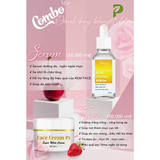 Combo Face Cream P1 + Serum Tảo HA P1 Ponry (Kèm quà)
