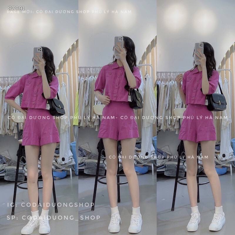 SET ÁO SƠ MI CROPTOP KÈM SHORT