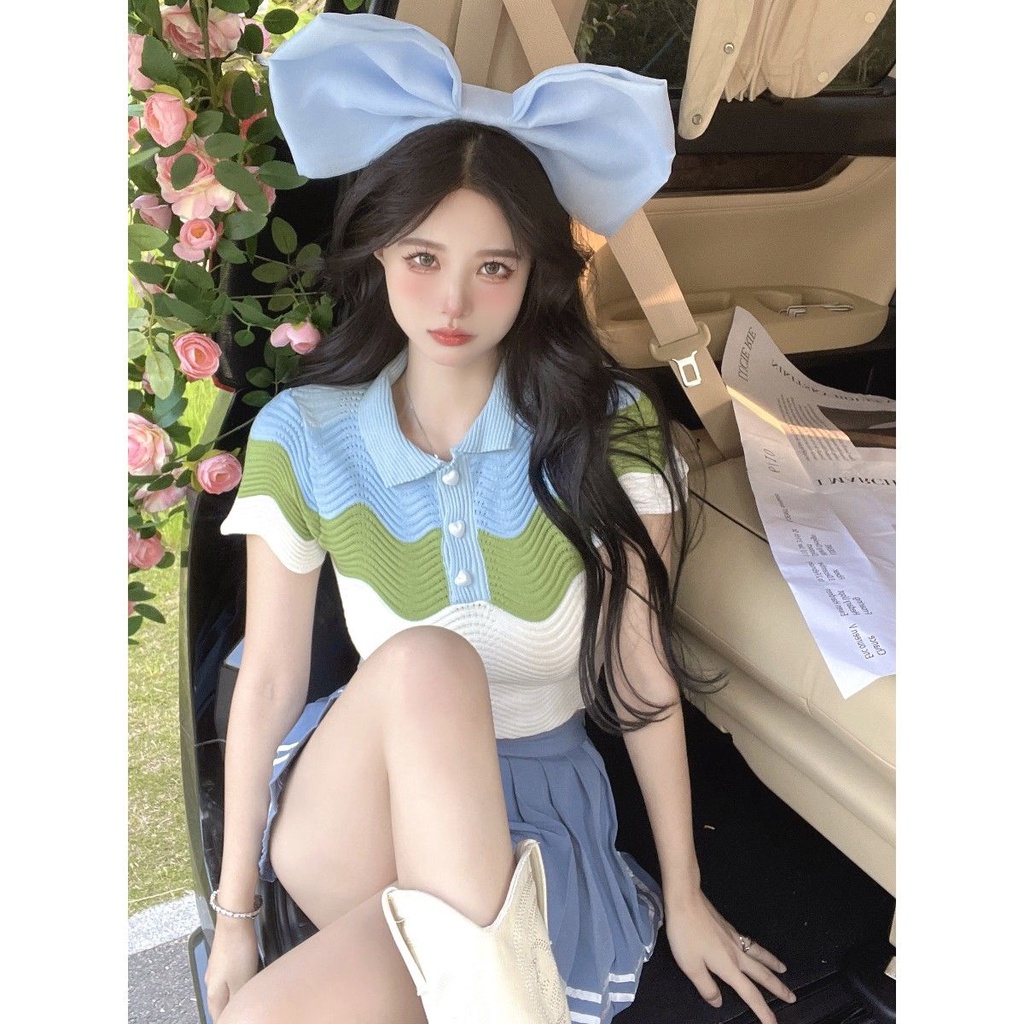 Áo Len Ngắn Tay Phong Cách Hàn Quốc Thời Trang Mùa Hè Hàng Mới Dành Cho Nữ
