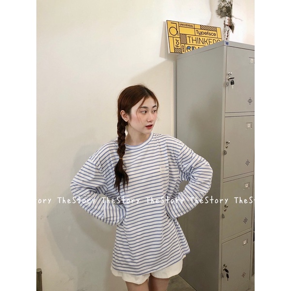 [Mã FAMARAL1 giảm 10K đơn 50K] [STORY MADE] [STR] Áo pull sọc ngang logo su A1568