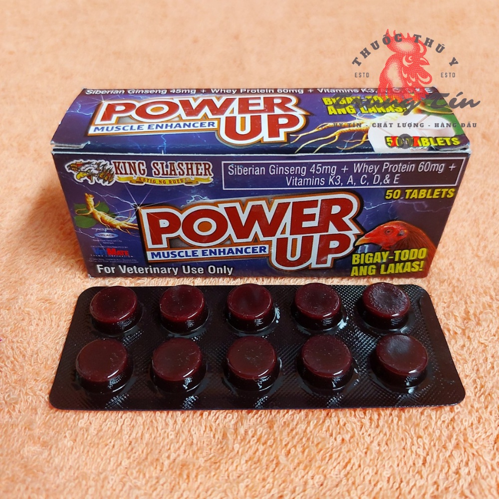power up (Sâm Philippines) thu.ốc dành cho gà đá (tăng cường sức mạnh cơ bắp dành cho gà đá) - vĩ 10 viên