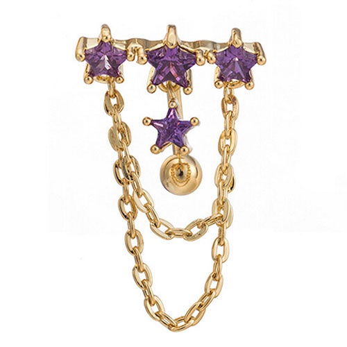 Khuyên rốn hình 4 ngôi sao đính đá thời trang cho nữ