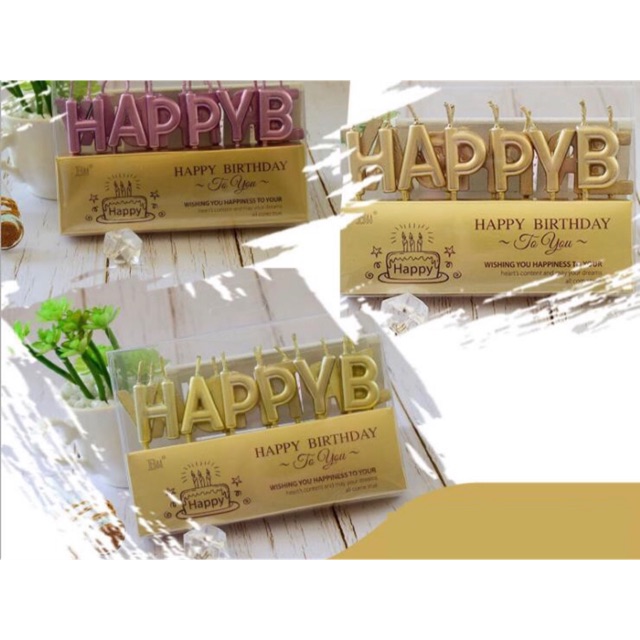 Bộ Nến Chữ Nhũ Happy Birthday