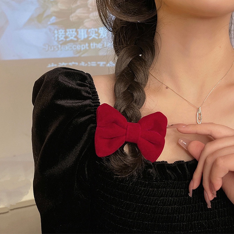 Kẹp Tóc Nơ Bằng Nhung Phong Cách Hàn Quốc Ngọt Ngào Thời Trang Mới