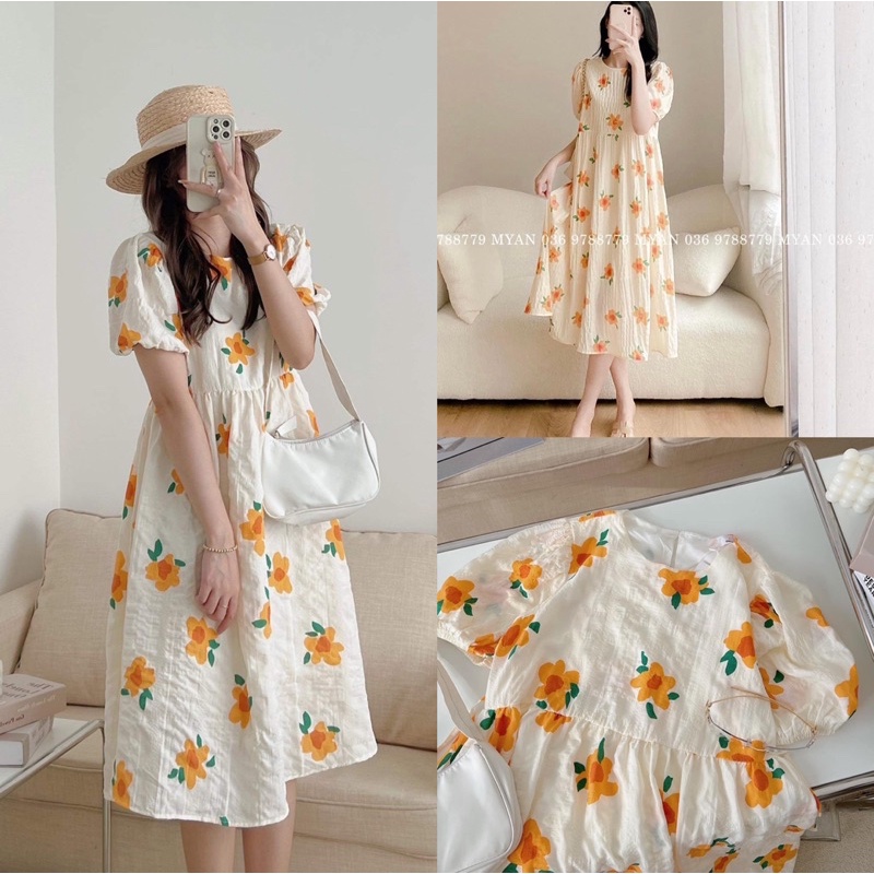 VÁY BABYDOLL HOA CAM “MINA DRESS” siêu xinh