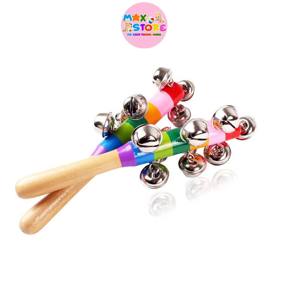 Đồ Chơi Âm Nhạc Trẻ Sơ sinh - Lục lạc cầu vồng Leng Keng (cán gỗ)
