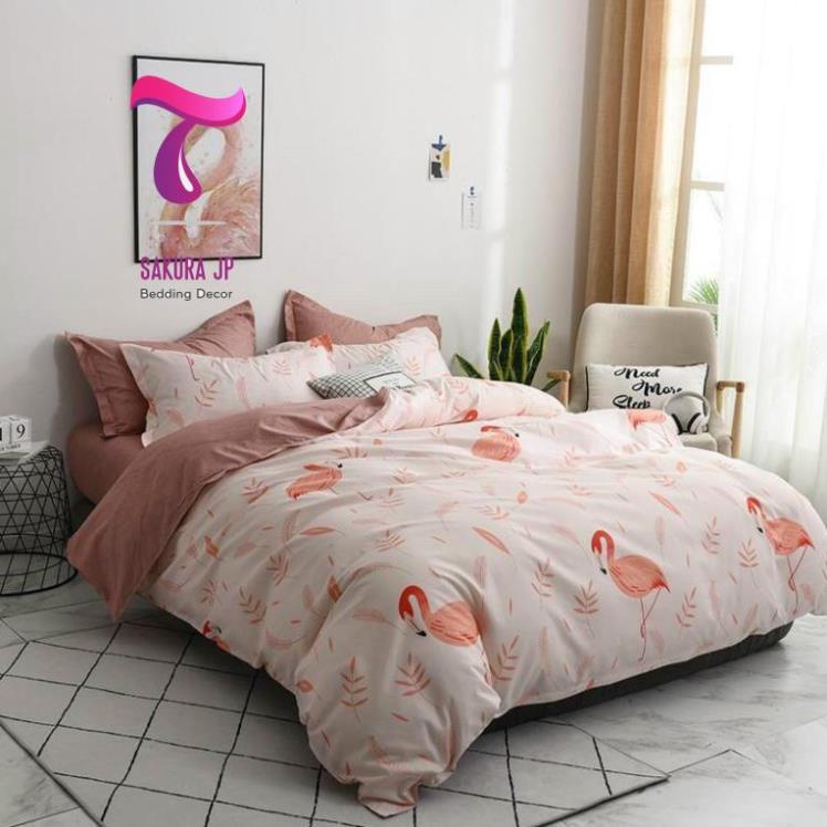 Bộ vỏ chăn ga gối 5 món cotton poly các mẫu hoa