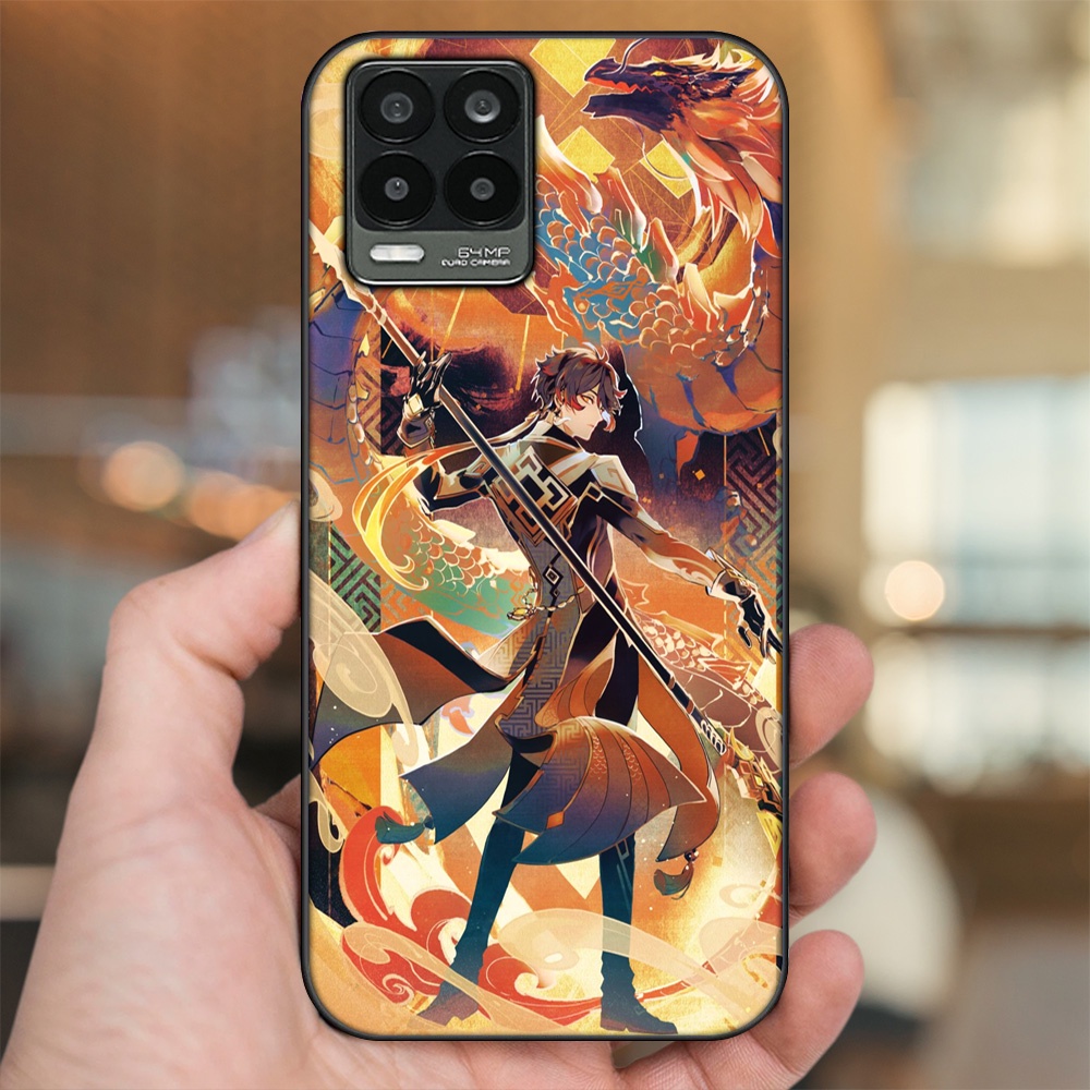 Ốp lưng Realme 8, 8 Pro viền đen in hình Zhongli Genshin Impact
