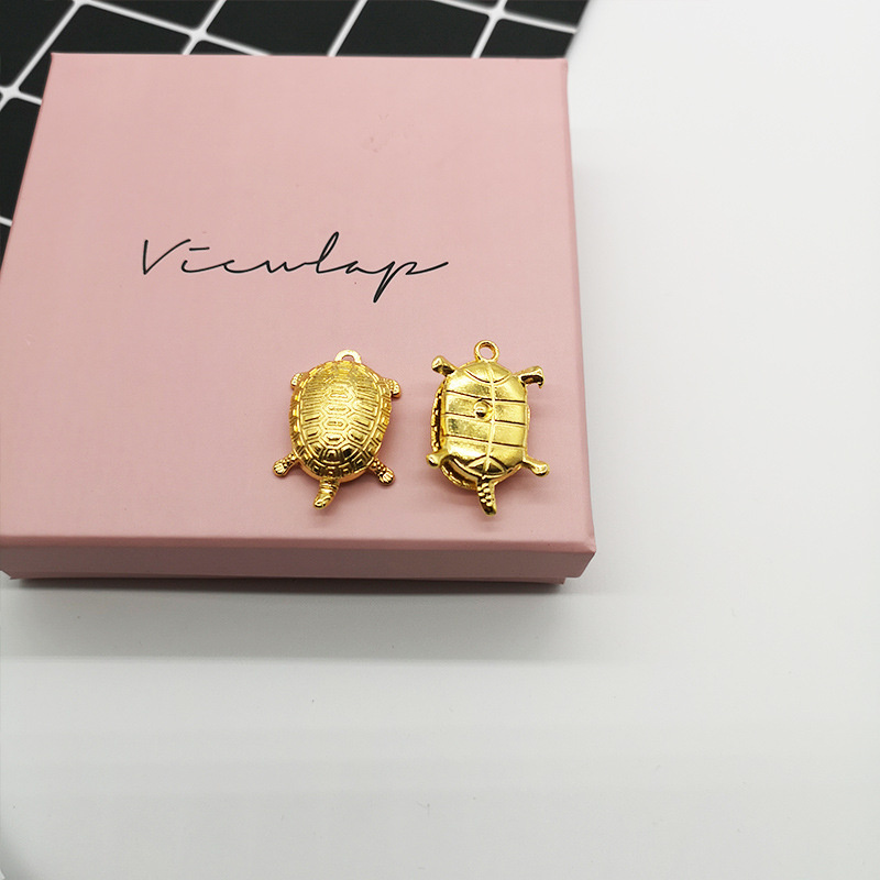Phụ kiện làm mặt dây chuyền/móc khóa hình rùa bằng hợp kim màu vàng phong cách Nhật Bản may mắn