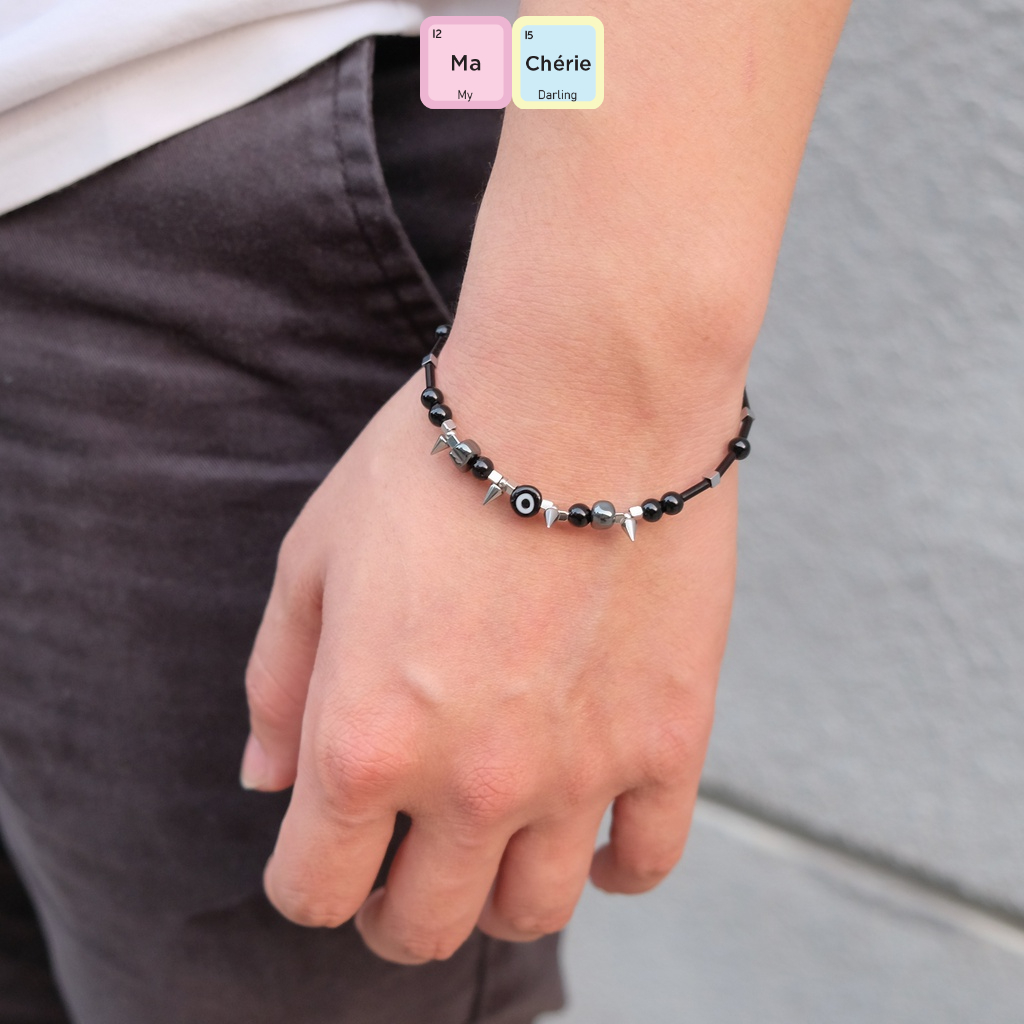MaCherie Vòng tay nam l Lắc tay nam Đinh Tư unisex cá tính Evil Eye chất liệu không gỉ