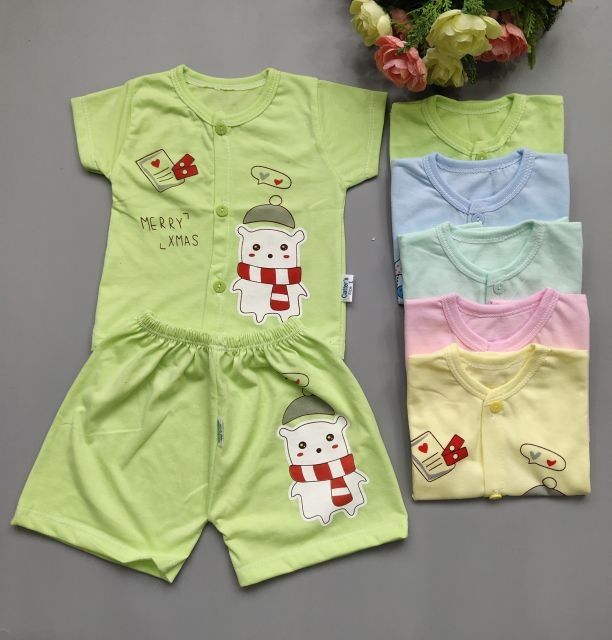 Bộ quần áo cộc tay 100% cotton chất mềm đep cho bé/nhiều màu