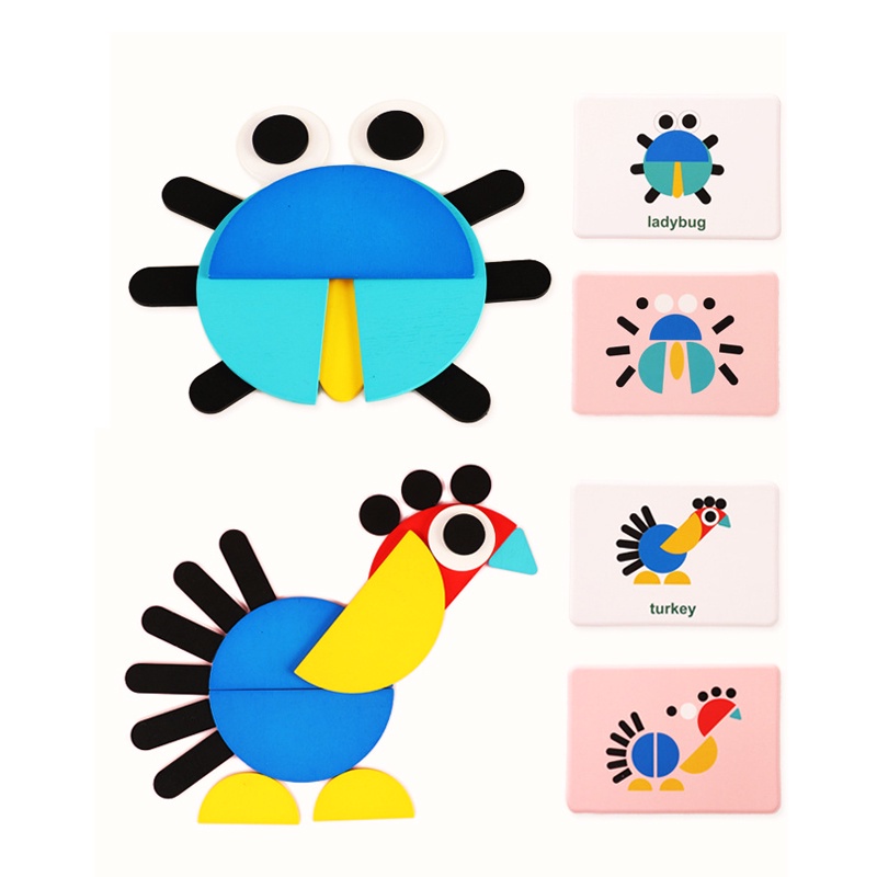 [Giá hủy diệt] Đồ chơi gỗ – Xếp hình tangram động vật, đồ chơi trí tuệ cho bé.longhoacacanh0112