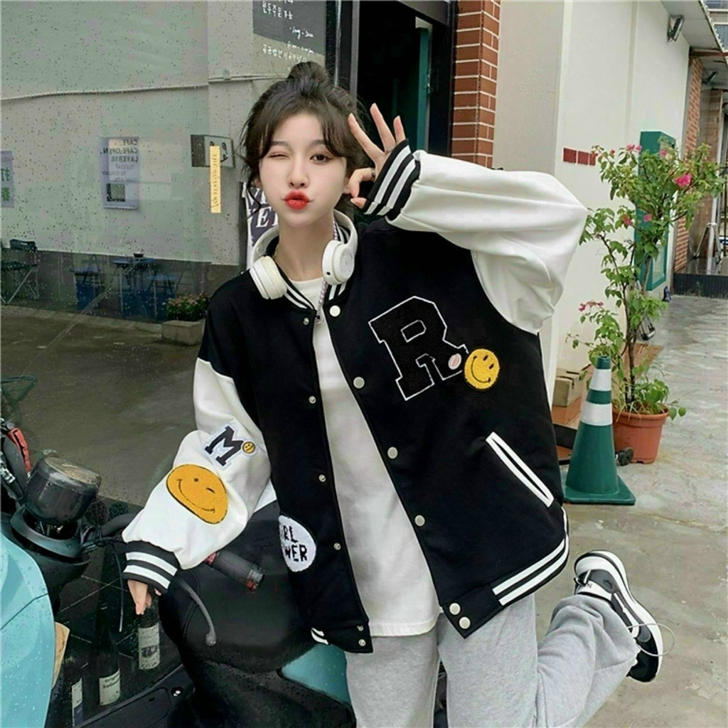 Áo bomber𝗙𝗥𝗘𝗘𝗦𝗛𝗜𝗣 Áo khoác bomber HỒNG AR nam nữ freesize unisex kute hàn quốc dễ thương varsity cao cấp giá rẻ.