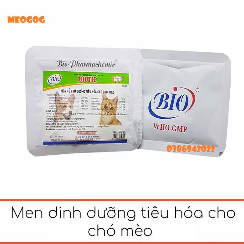 BIOTIC Men Hỗ Trợ Đường Tiêu Hóa Cho Chó Gói mèo gói 5g