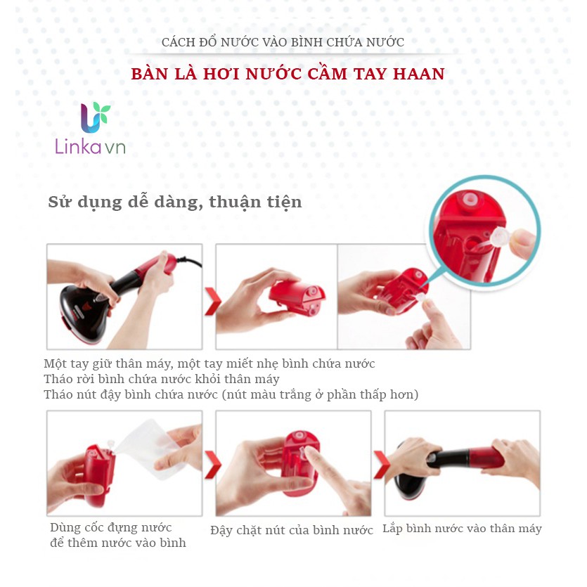 [SẴN HÀNG] Bàn là hơi nước cầm tay HAAN HIC-400- Sản xuất theo công nghệ Hàn Quốc - Tặng kèm bao tay chống hơi nước nóng