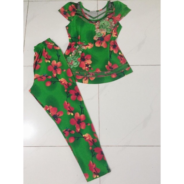 ☘️ĐỒ BỘ QUẦN DÀI THUÊ HOA PHỐI REN☘️