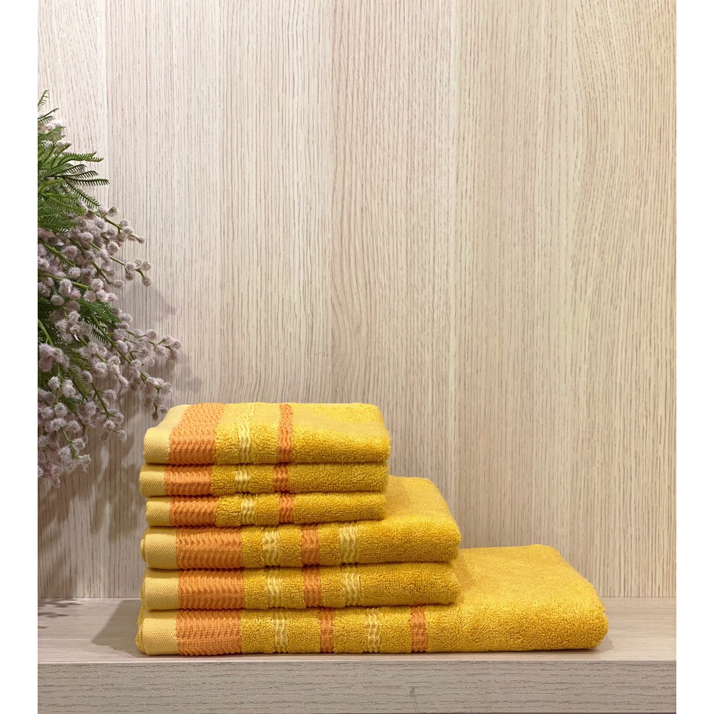 Bộ 3 Khăn sợi tre Bamboo NIN House - Yellow mềm mại sau nhiều lần giặt