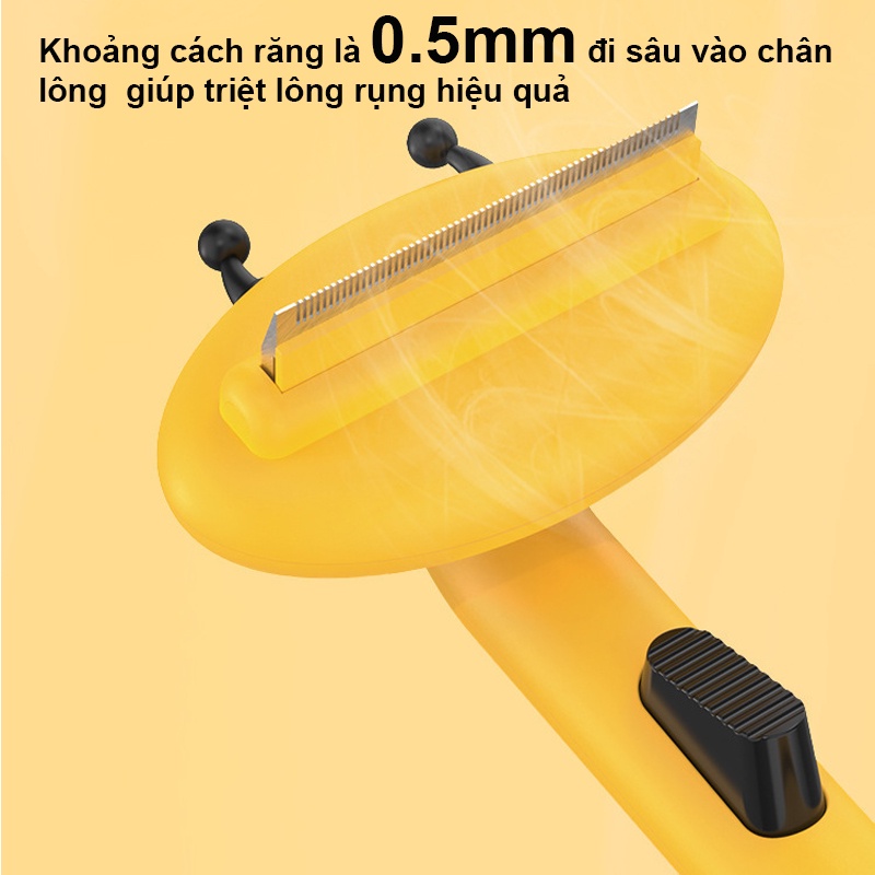 Lược chải lông mèo ngắn Hipipet Honey Bee kute lấy lông rụng, gỡ lông rối cho chó mèo lông