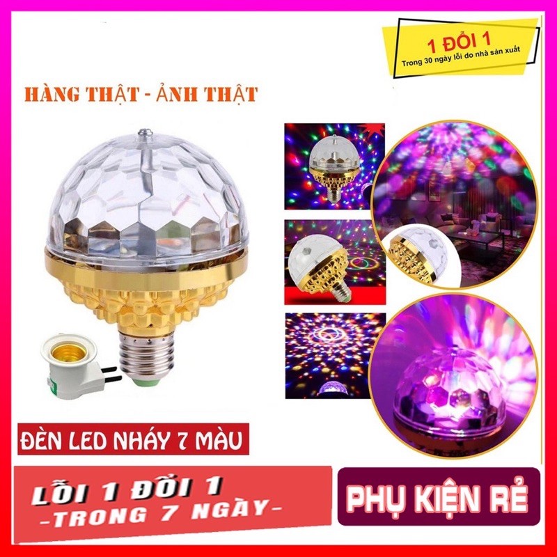 Đèn led trang trí tết, bóng đèn 7 màu tự xoay cảm biến theo nhạc