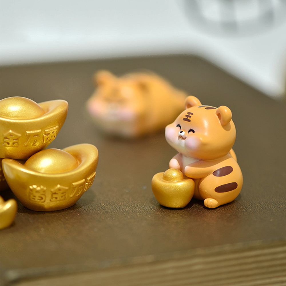 Vật trang trí hình con hổ may mắn màu vàng mini để bàn trang trí nhà cửa dịp năm mới