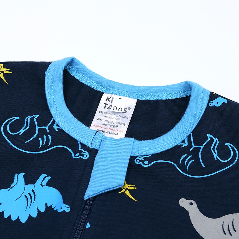 Bộ Đồ Ngủ Liền MANVIN BABY Thân Tay Ngắn Có Khóa Kéo In Họa Tiết Hoạt Hình Thời Trang Mùa Hè Cho Bé Sơ Sinh