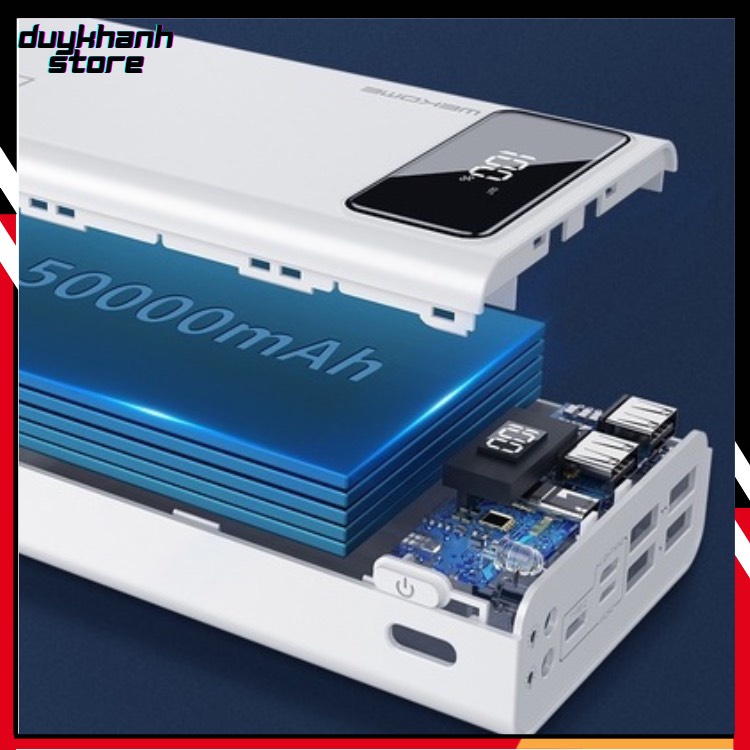 💥CHÍNH HÃNG💥 Pin/Sạc Dự Phòng 50000mah💥40000mah/30000Mah WP-169 4 Cổng Cạc Cùng 4 Thiết Bị-Tích Hợp Led-Hiển Thị Đèn Pin