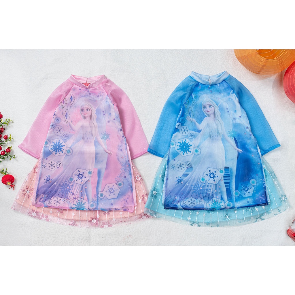 Áo dài bé gái mẫu Công chúa Elsa